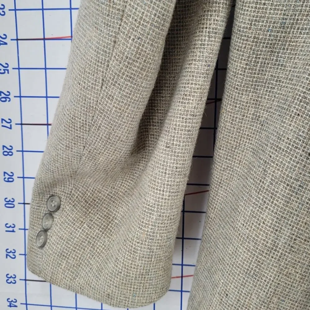 Beige Tweed Linen Blend Men’s Blazer Barrage Classic Double Vent Tailoring‎
